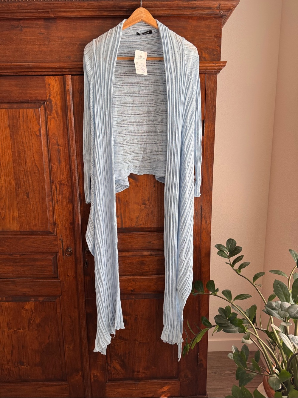John P Greece Long Sleeve Cotton Wrap Top Open Cardigan